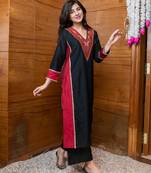 Black and red embroidered coord set