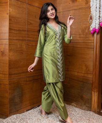 Olive green floral embroidered co-ord set 5