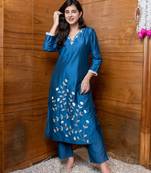 Floral blue embroidered co-ord set