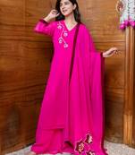 Rani pink 3d embroidered suit set
