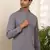 Men's slate grey cotton short kurta with mandarin collar