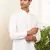 men's white cotton short kurta