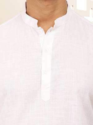 men's white cotton short kurta 5