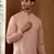 Men's peach solid cotton short kurta with mandarin collar