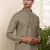 Men olive cotton short kurta with embroidered motifs and mandarin collar