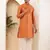 Men's rust orange viscose blend kurta with side slits