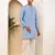 Men's light blue cotton long kurta with subtle texture