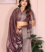 Wine Color Party Wear Organza Silk Saree
