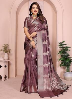 Wine Color Party Wear Organza Silk Saree 2