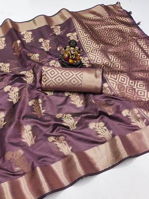 Wine Color Party Wear Organza Silk Saree 5