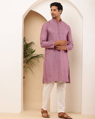 Men's magenta viscose blend kurta with rich sheen 1