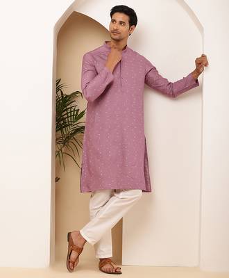 Men's magenta viscose blend kurta with rich sheen 2