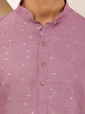 Men's magenta viscose blend kurta with rich sheen 5
