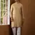 Men's golden brown viscose blend kurta with festive finish