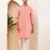 Men's coral pink cotton kurta with all-over print