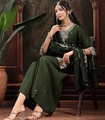green silk blend kurta dupatta palazzo set