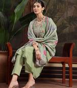 green mul chanderi a-line kurta trouser set