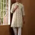 Men's off-white viscose blend kurta with all-over geometric print