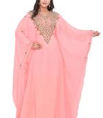 Peach Designer Stitched Kaftan with Handwork Embroidery & Stone Work