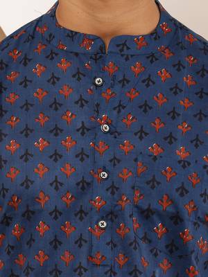 Men's indigo viscose blend kurta with festive appeal 5
