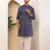 Men's navy polka dot viscose blend kurta for semi-formal wear