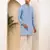 Light blue shiny kurta for men with white pyjama     party & festive wear set