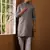 Grey floral printed long kurta with white pyjama     men's traditional wear