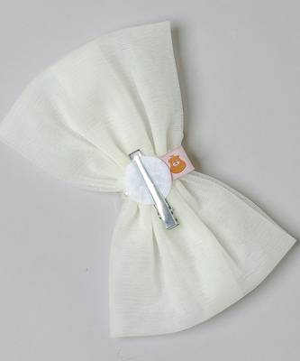 White plain net hair bow 2