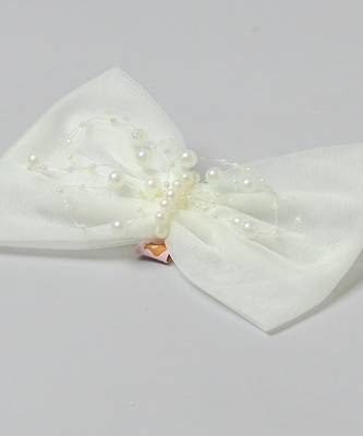 White plain net hair bow 3