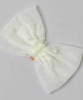 White plain net hair bow 4