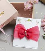 Pink plain net hair bow