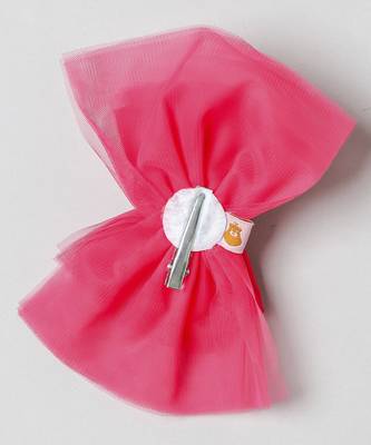 Pink plain net hair bow 2