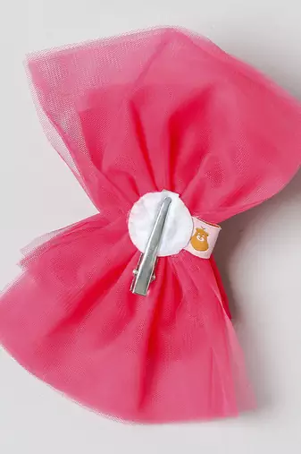 Pink plain net hair bow
