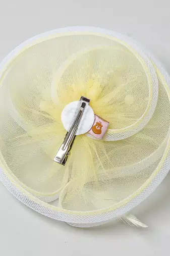 Yellow net pearl fascinator