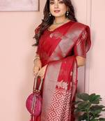 Pink Color Party Wear Organza Silk Saree