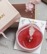 Red plain net fascinator