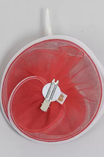 Red plain net fascinator