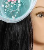 Blue net pearl fascinator