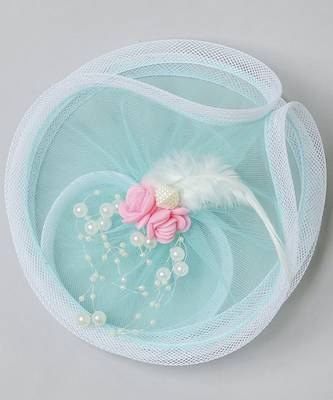 Blue net pearl fascinator 3