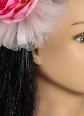 Pink plain net fascinator 1