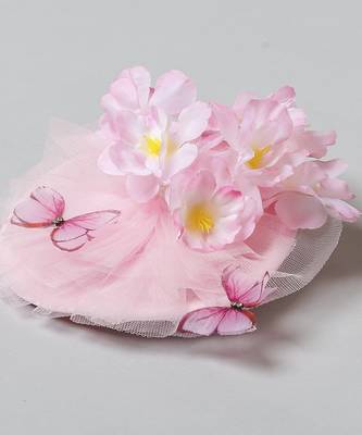 Pink plain net fascinator 3