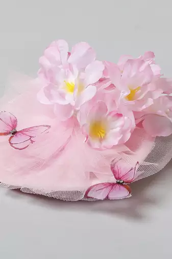 Pink plain net fascinator