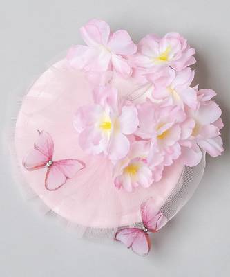 Pink plain net fascinator 4