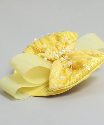 Yellow plain net fascinator 3
