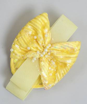 Yellow plain net fascinator 4