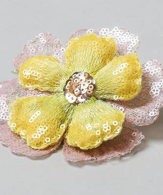 Yellow plain net hair clip 1