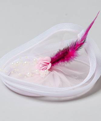 Pink plain net fascinator 2