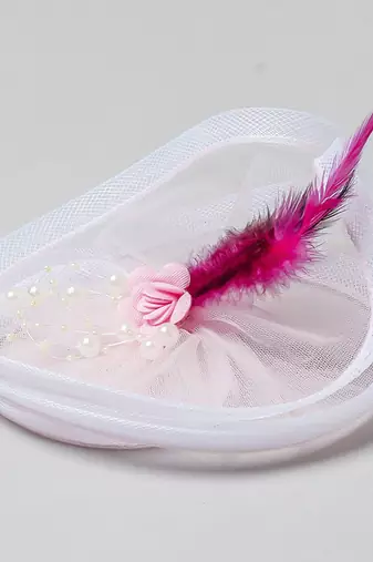 Pink plain net fascinator