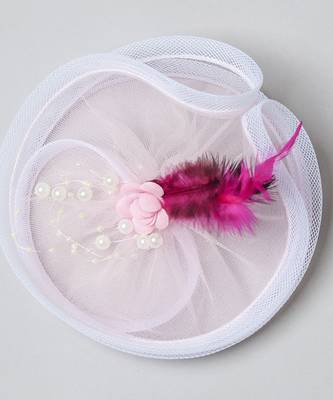 Pink plain net fascinator 3
