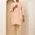 Men peach embroidered kurta with beige pyjama set